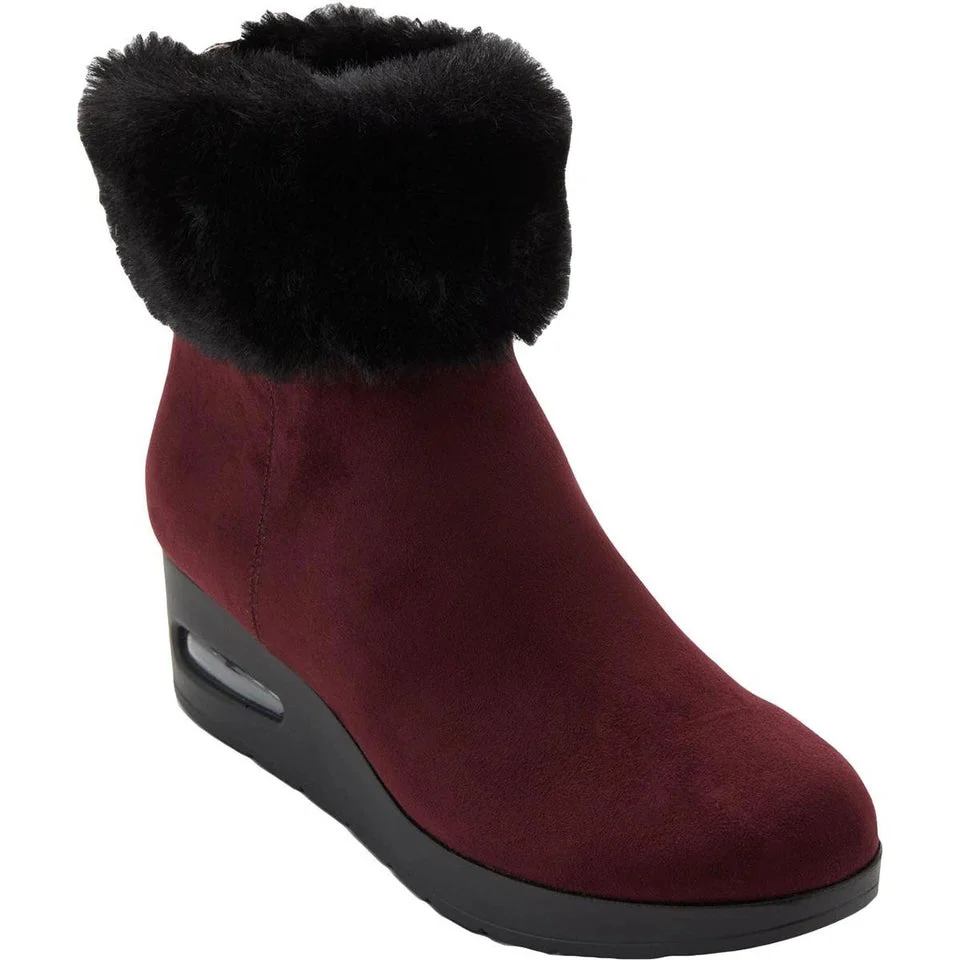 DKNY Womens Abri Faux Suede Faux Fur Booties - Image 2