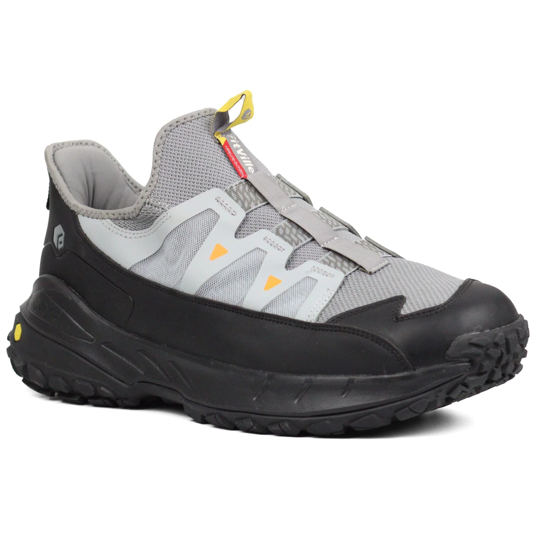 FITVILLE Mens Extra Wide Walking Trainers Slip On Gry - Image 2
