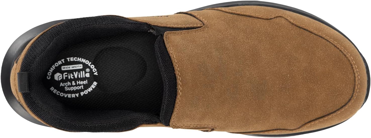 FITVILLE Men's Laceless Shoes Wide Feet Walking - Image 4