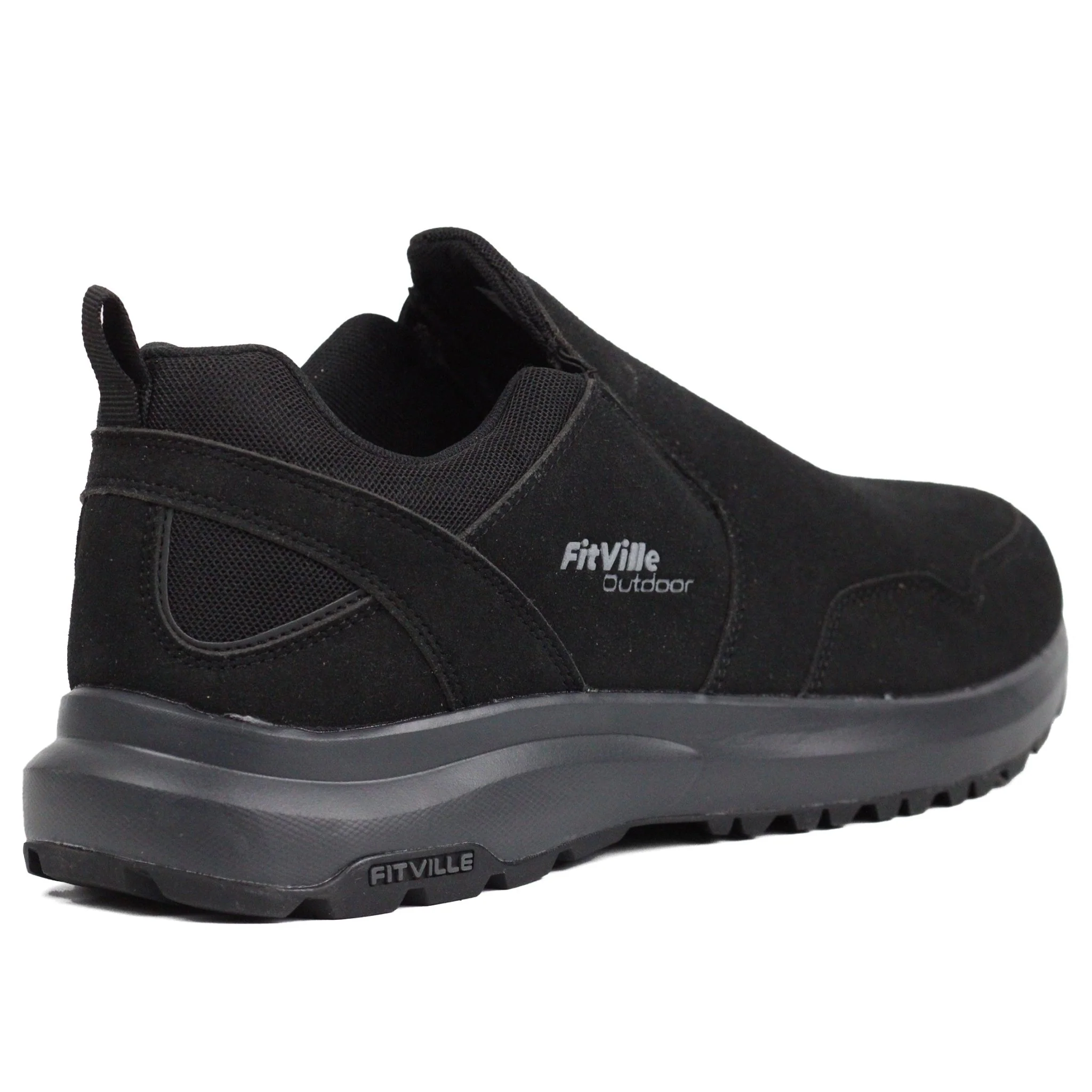 FITVILLE Mens Wide Slip on Outdoor Walking Shoes Bk - Image 3
