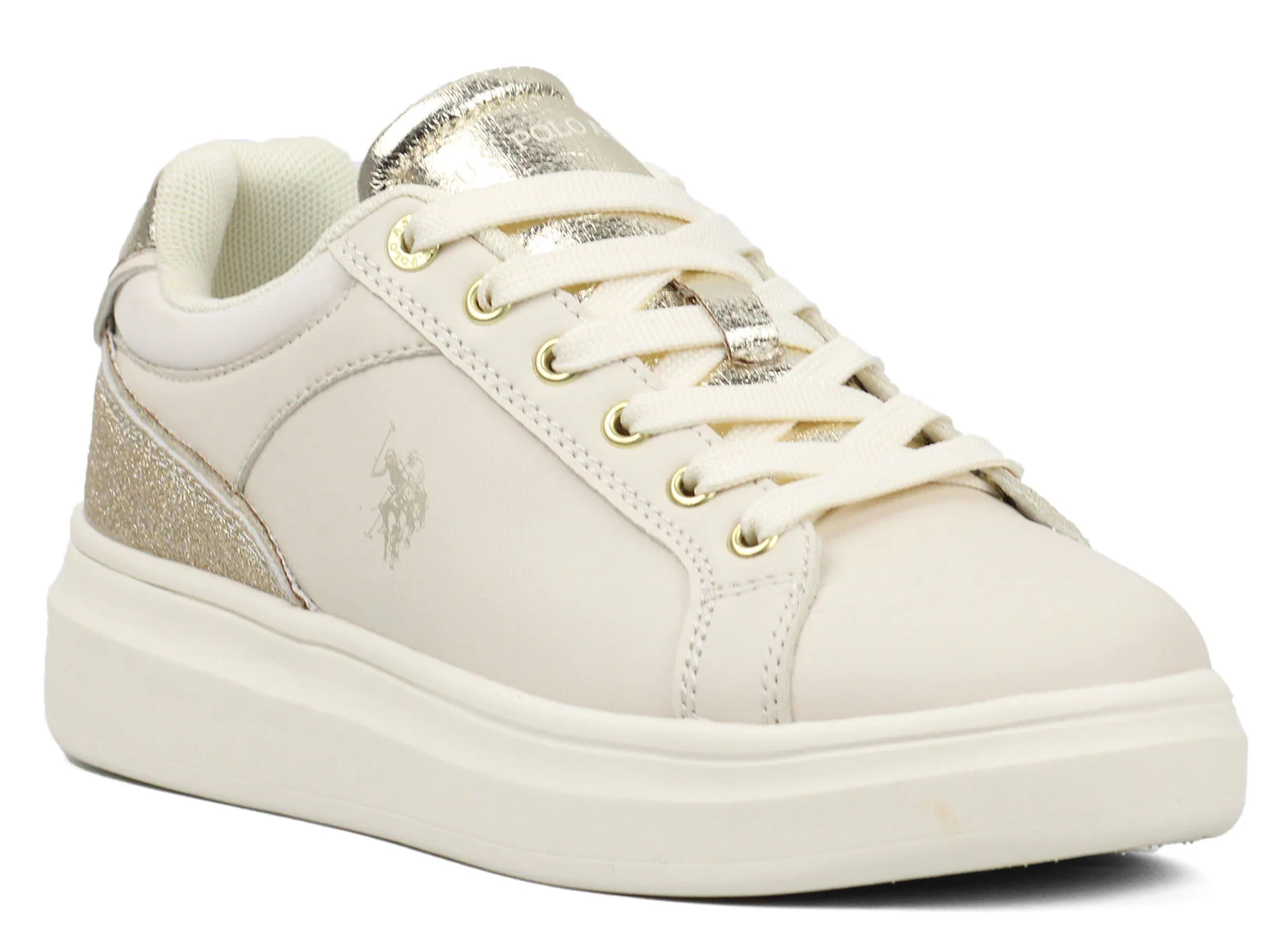 U.S. POLO ASSN . Women's beige eco-leather sneakers - Image 2